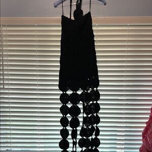 Black Crochet Halter Dress